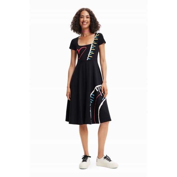 Robe évasée maille arty