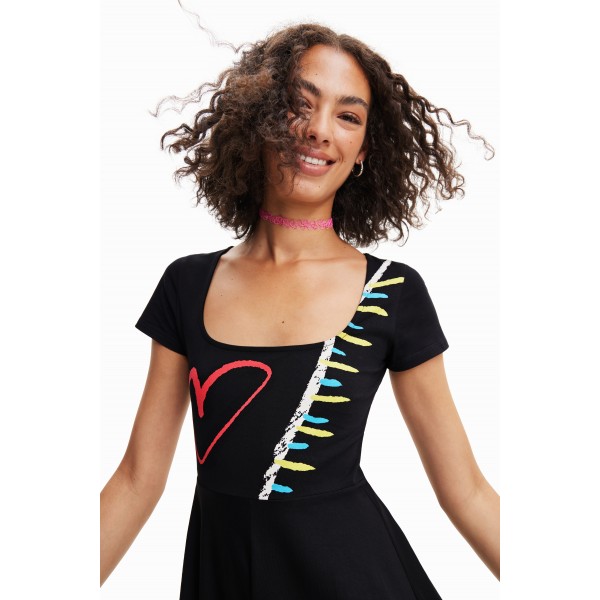 Robe évasée maille arty