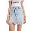 Mini-jupe jean ceinture croisée