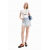 Mini-jupe jean ceinture croisée