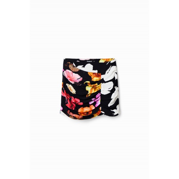 Mini-jupe drapée fleurie