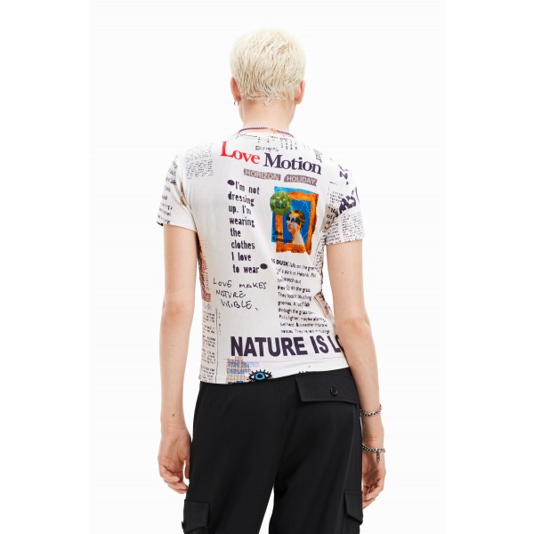 T-shirt journal tissu côtelé