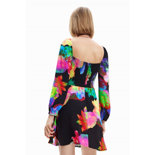 Robe courte évasée fleurs