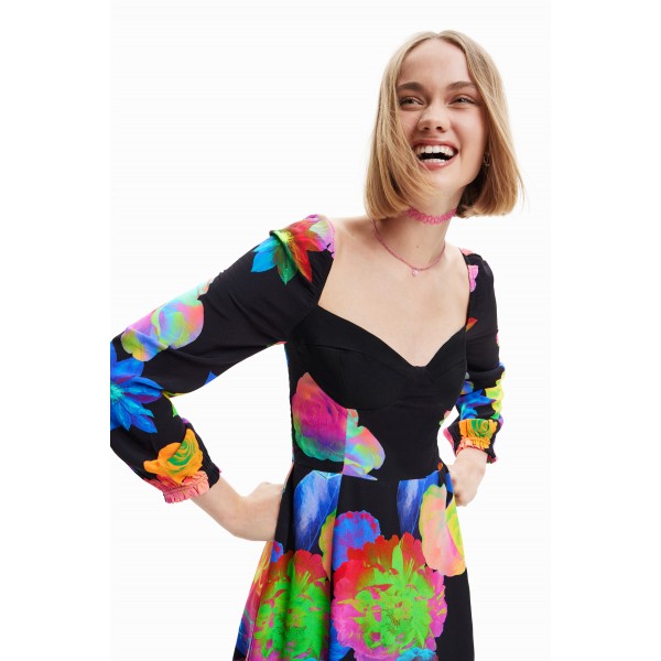 Robe courte évasée fleurs