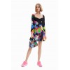 Robe courte évasée fleurs