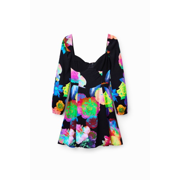 Robe courte évasée fleurs