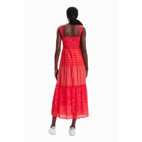 Robe longue bretelles patchwork