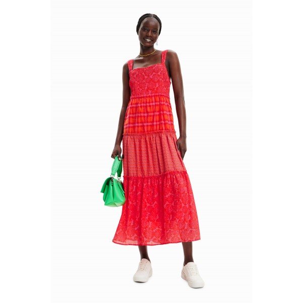 Robe longue bretelles patchwork