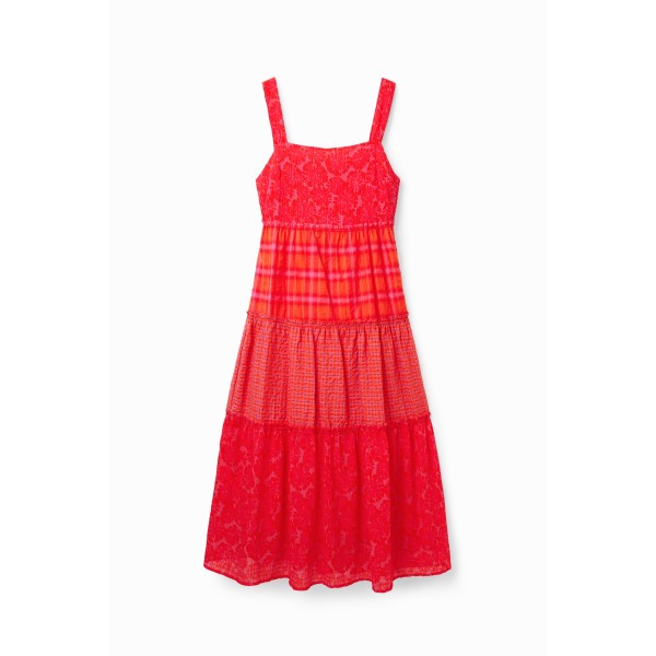 Robe longue bretelles patchwork