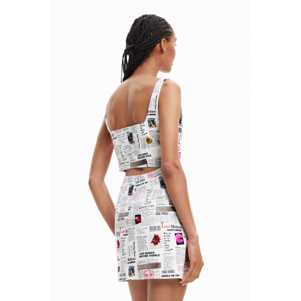 Robe courte bretelles journal
