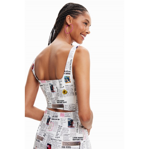 Robe courte bretelles journal