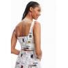Robe courte bretelles journal