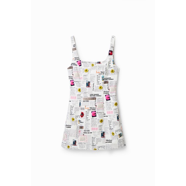 Robe courte bretelles journal