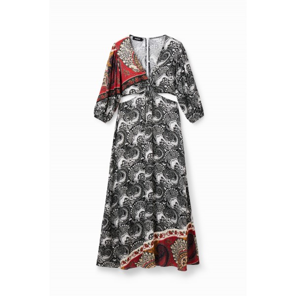 Robe longue découpes motif paisley