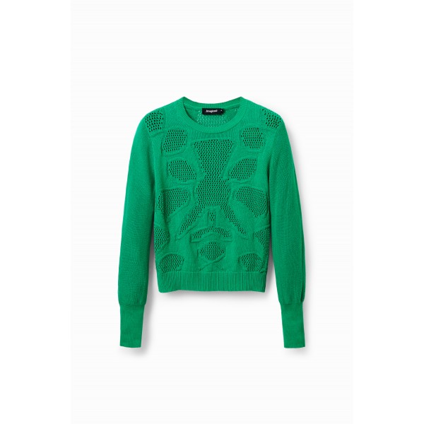 Pull motifs ajourés fleur