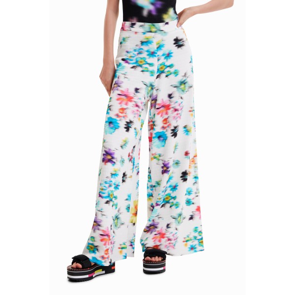 Pantalon maxi fleurs floues