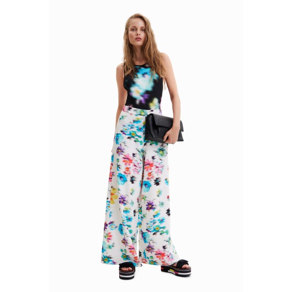 Pantalon maxi fleurs floues