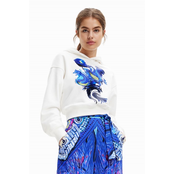 Sweat-shirt court capuche arty