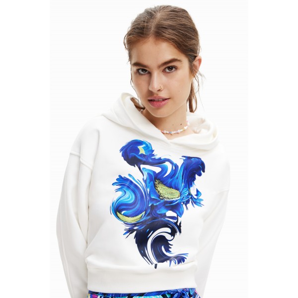 Sweat-shirt court capuche arty