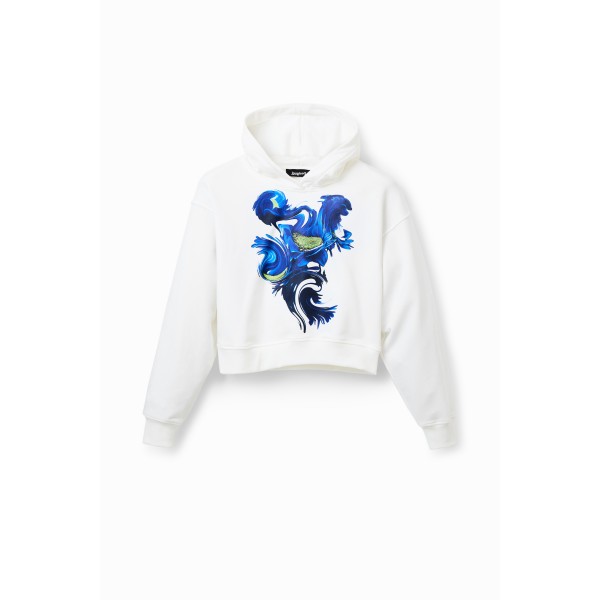 Sweat-shirt court capuche arty