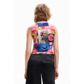 T-shirt froncé collage