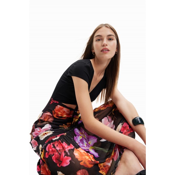 Robe longue combinée fleurs M. Christian Lacroix