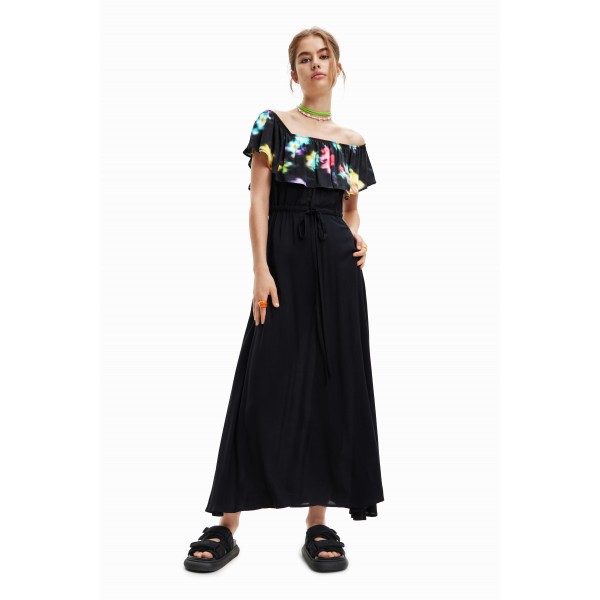 Robe longue volant floue