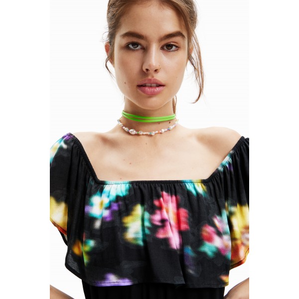 Robe longue volant floue