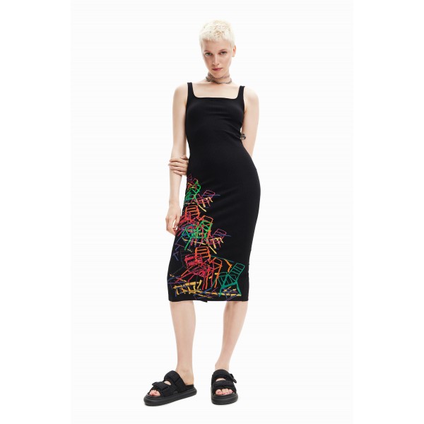 Robe ajustée bretelles arty