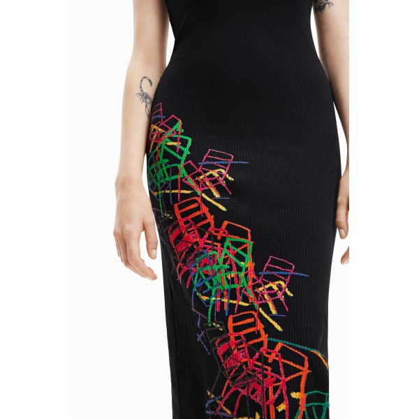 Robe ajustée bretelles arty
