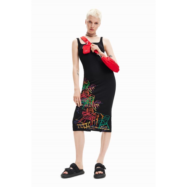 Robe ajustée bretelles arty