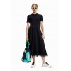 Robe midi combinée texturée