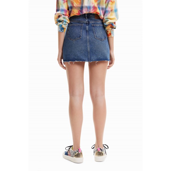 Mini-jupe jean ceinture croisée