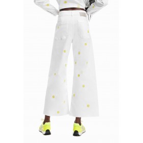 Jupe-culotte courte en jean marguerites