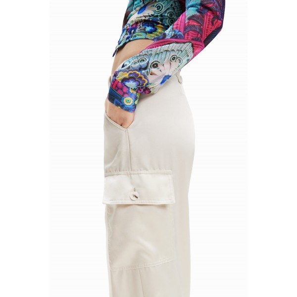 Pantalon cargo wide leg satiné