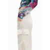 Pantalon cargo wide leg satiné