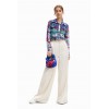 Pantalon cargo wide leg satiné