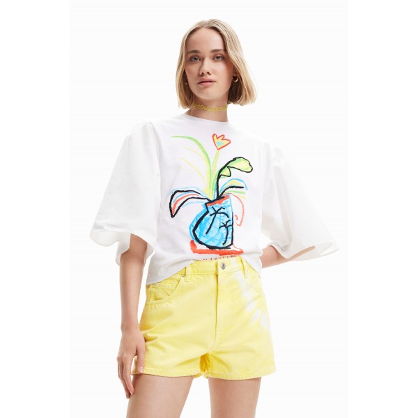 T-shirt manches volume popeline