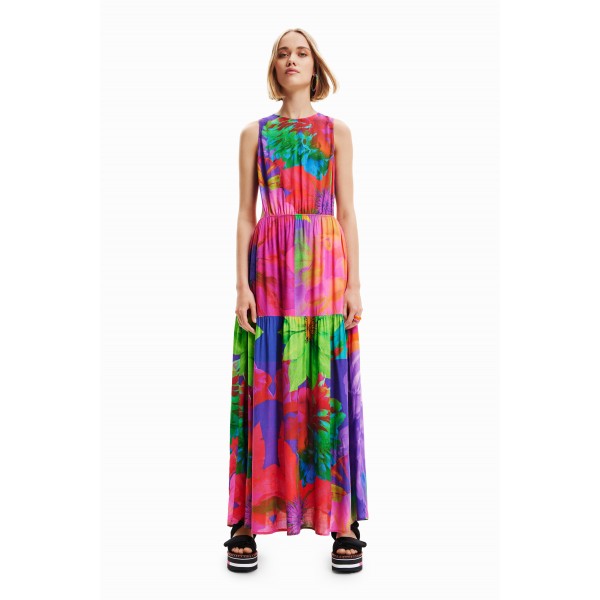 Robe longue découpes fleurs