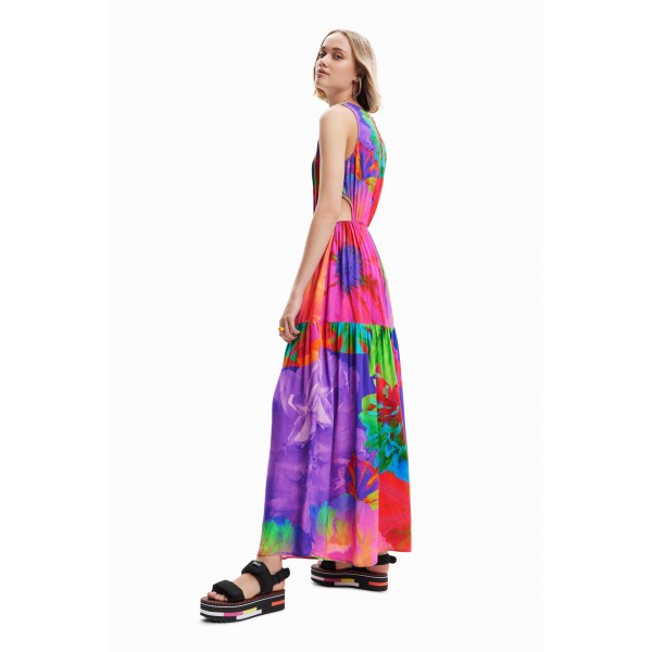 Robe longue découpes fleurs