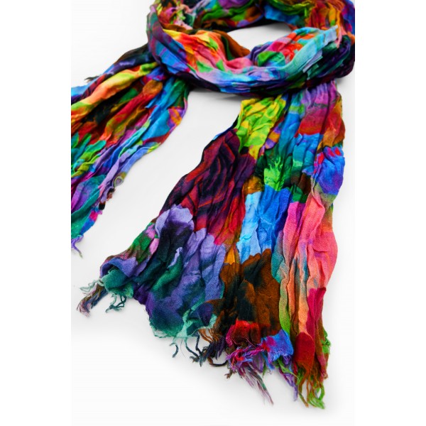 Foulard rectangulaire froissé fleurs
