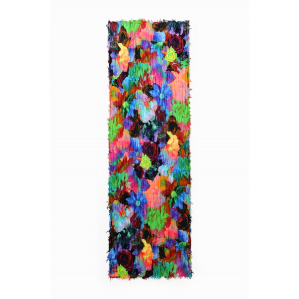 Foulard rectangulaire froissé fleurs