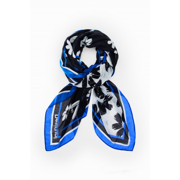 Foulard rectangulaire fleurs arty