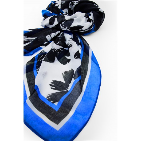 Foulard rectangulaire fleurs arty