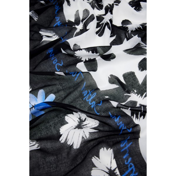 Foulard rectangulaire fleurs arty