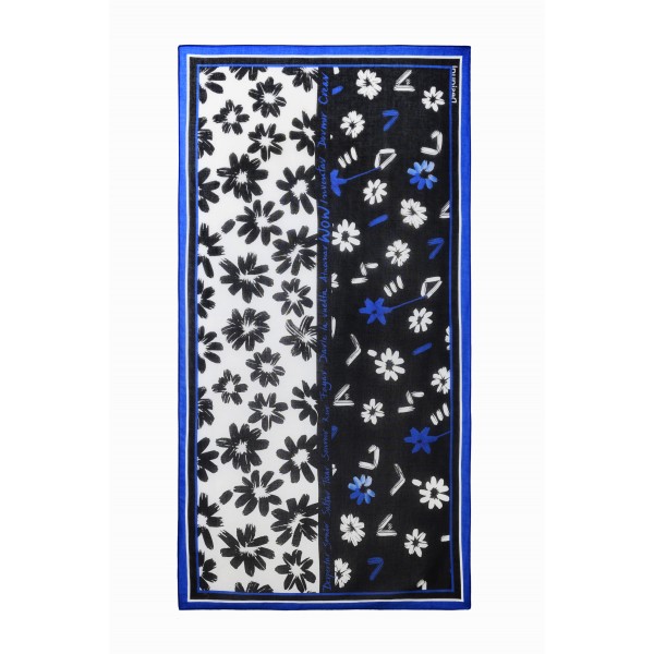 Foulard rectangulaire fleurs arty