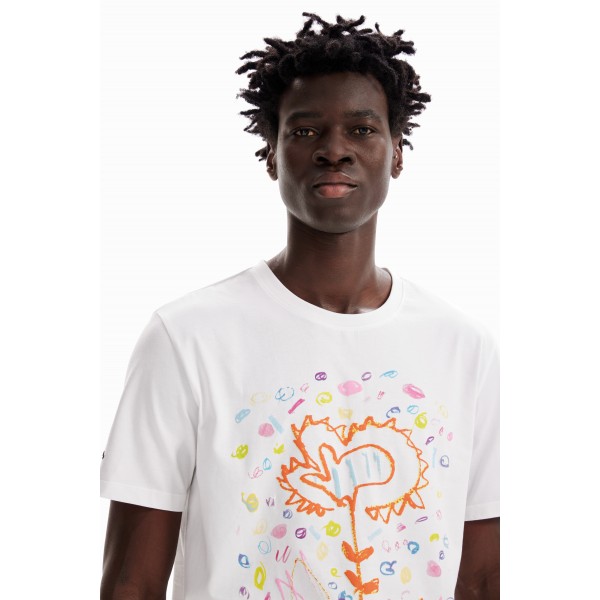 T-shirt décontracté fleur arty