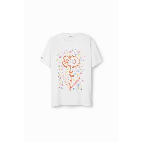 T-shirt décontracté fleur arty