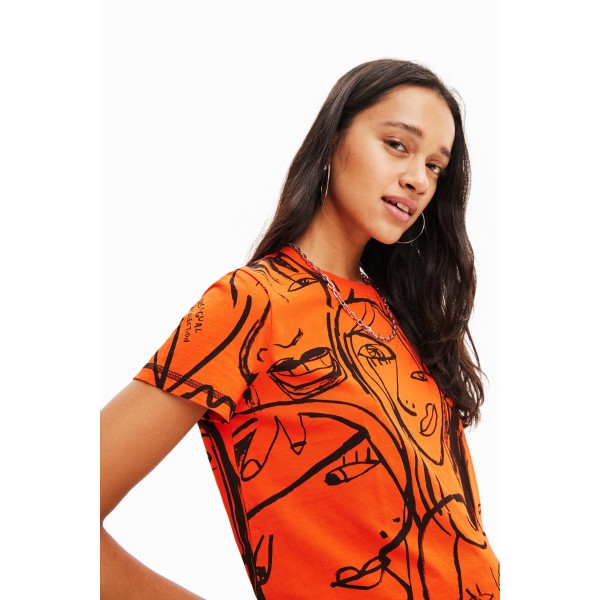 T-shirt visages contraste