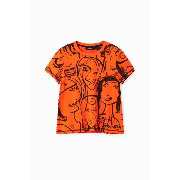 T-shirt visages contraste